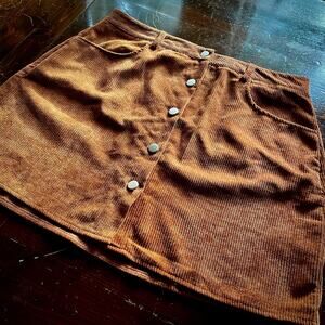 💥2 for $20💥 Brown Button Up Corduroy Skirt With Pockets